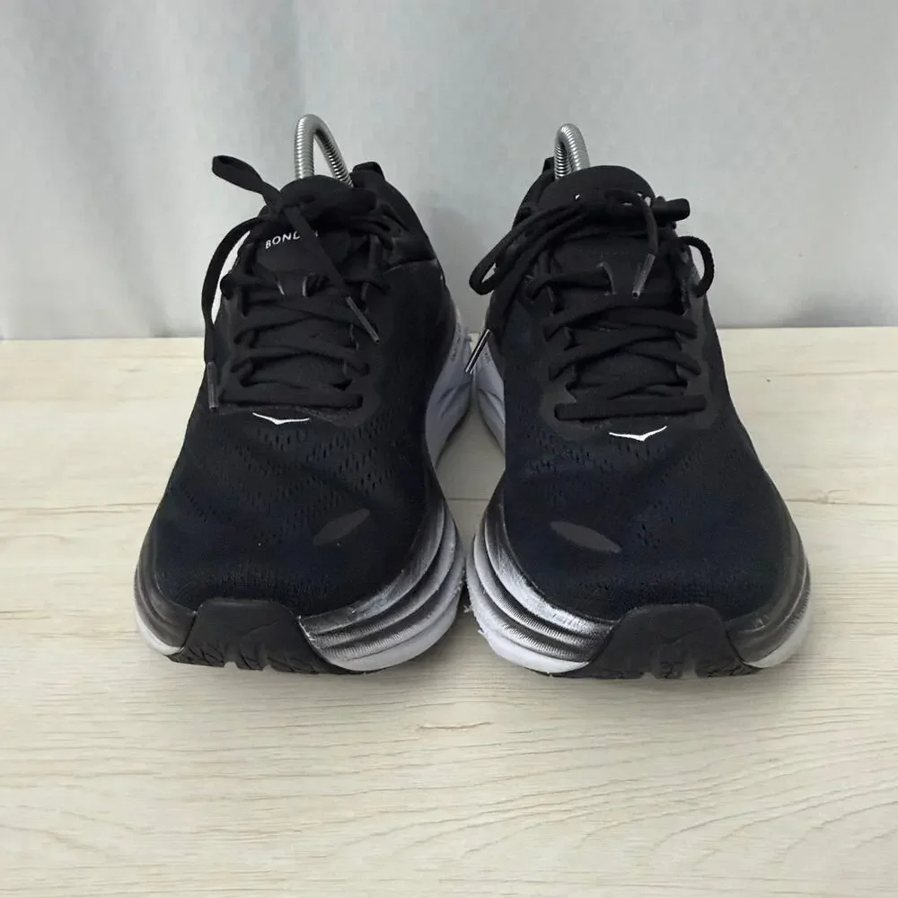 Hoka One One Bondi 8 Shoes Women’s Size 11 D Wide Running Black White